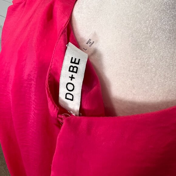 Hot Pink DO+BE Sleeveless Blouse w/ Pleated Shoulder Size L - Picture 5 of 7